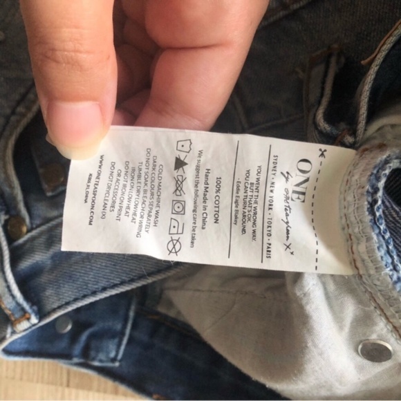 One Teaspoon Blue Distressed Jean Shorts - Picture 4 of 7